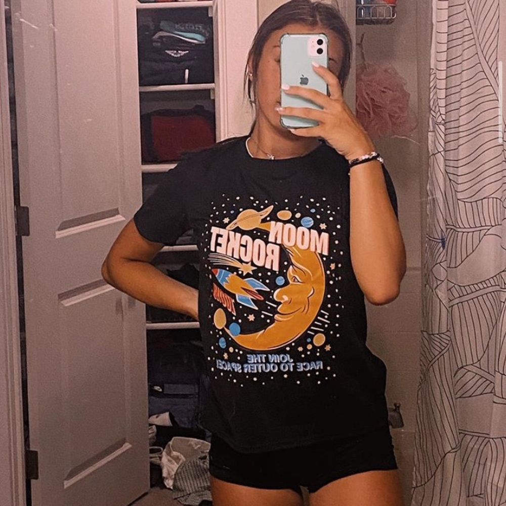 graphic moon rocket tee